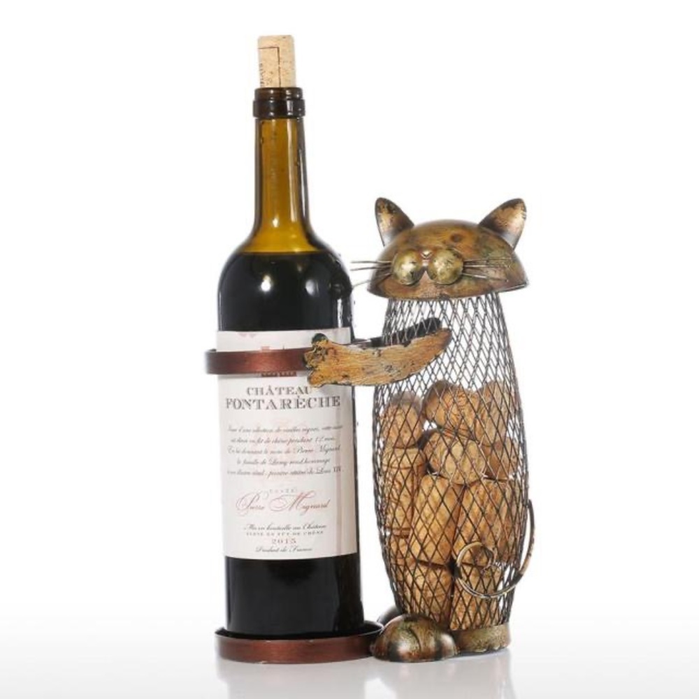 Cat wine cork and bottle holder!